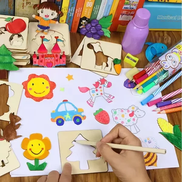 20pcs Montessori Kids Drawing Toys Wooden - Image 6