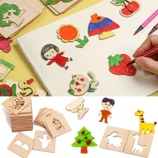 20pcs Montessori Kids Drawing Toys Wooden