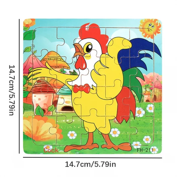 20piece Wooden Puzzle Cartoon Animals - Image 2