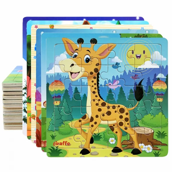 20piece Wooden Puzzle Cartoon Animals