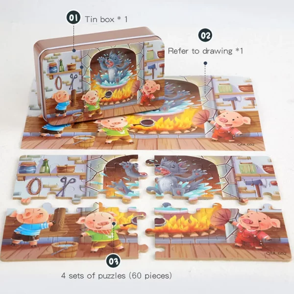 New Children 60 Pieces Wooden Puzzle Kids - Image 3